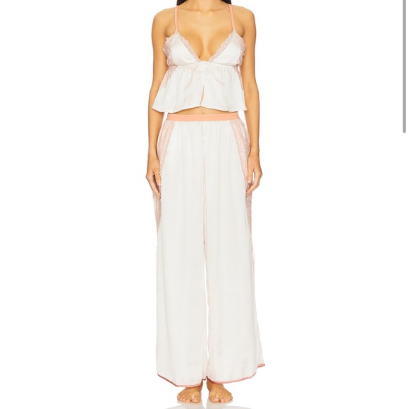 Free People Other - Free People White Satin Lounge Set